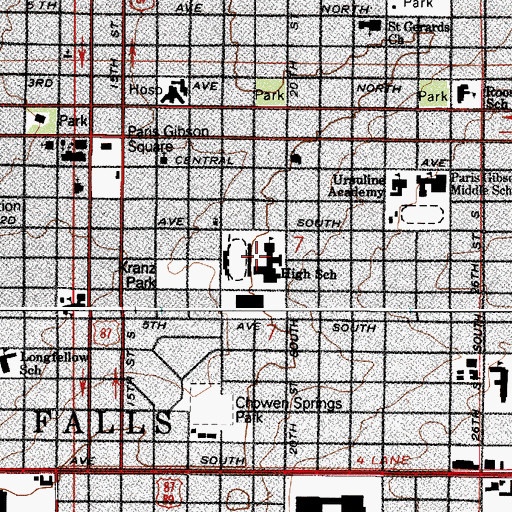 Topographic Map of Great Falls High School, MT