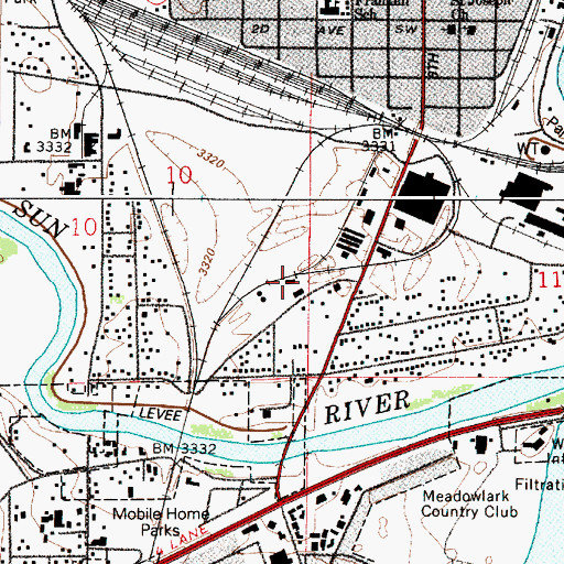 Topographic Map of Columbia Grain International Incorporated Elevator, MT