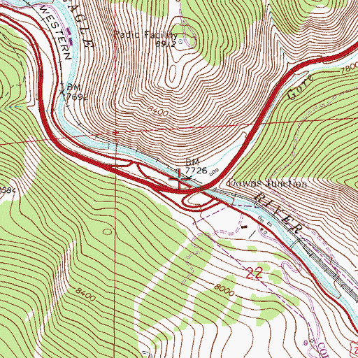 Topographic Map of Gore Creek, CO