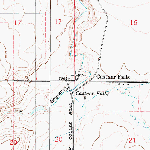 Topographic Map of Castner Falls School (historical), MT