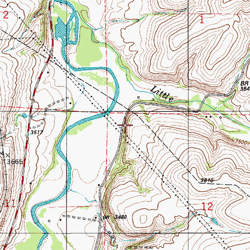 Topographic Map of Little Lower Belt School (historical), MT
