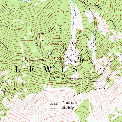 Topographic Map of Big Seven Mine School (historical), MT