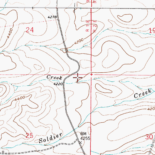 Topographic Map of Soldier Creek School (historical), MT