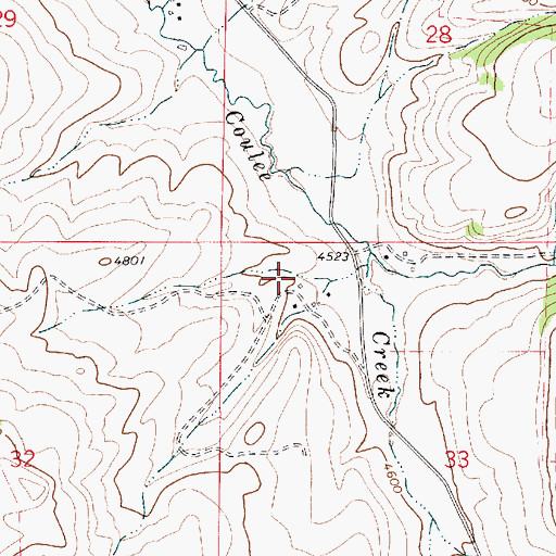 Topographic Map of Upper Sand Coulee School (historical), MT