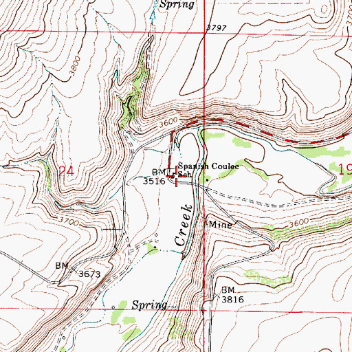 Topographic Map of Hound Creek School (historical), MT