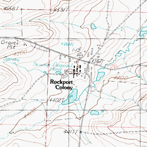 Topographic Map of Rockport Colony School, MT