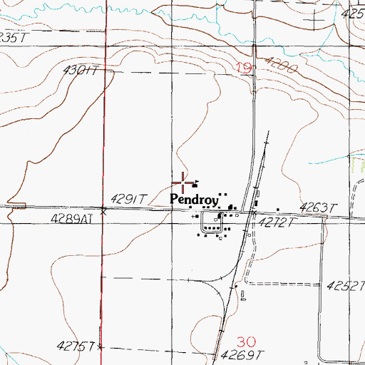 Topographic Map of Pendroy Elementary School, MT