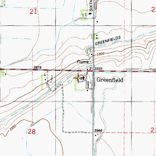 Topographic Map of Greenfield School, MT