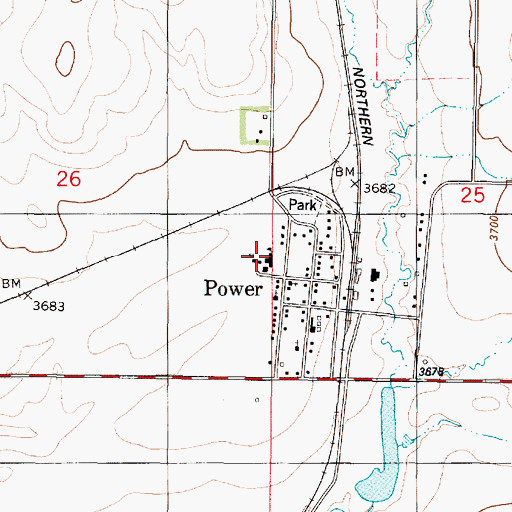 Topographic Map of Power Public Schools, MT