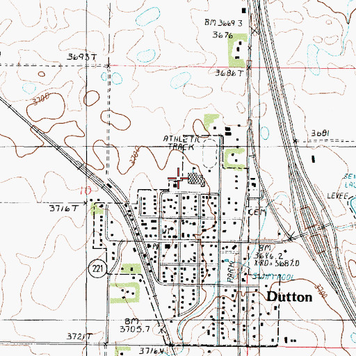 Topographic Map of Dutton Public Schools, MT
