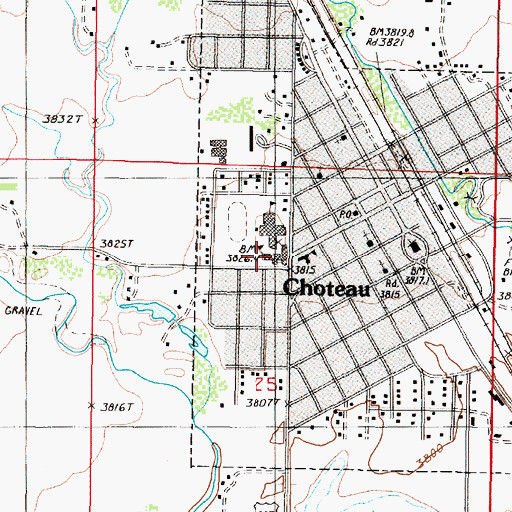Topographic Map of Choteau Elementary School, MT