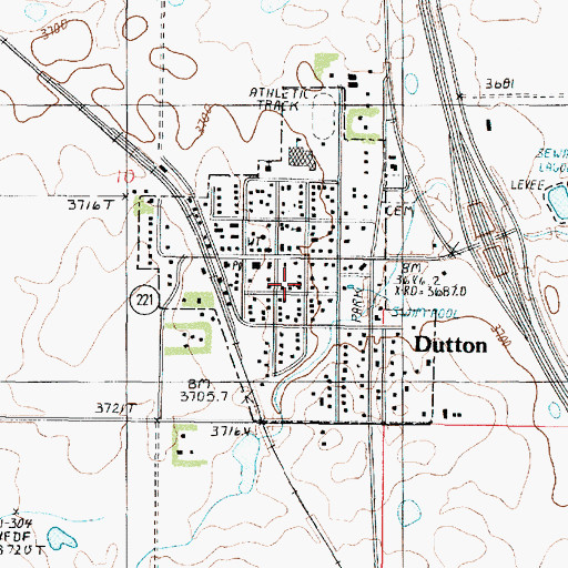 Topographic Map of Dutton United Methodist Church, MT