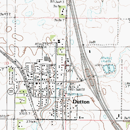 Topographic Map of Dutton Cemetery, MT