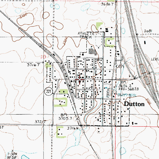 Topographic Map of Dutton Public Library, MT