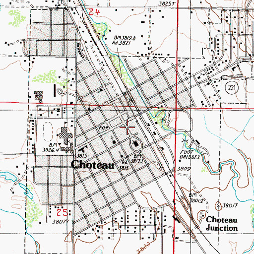 Topographic Map of Choteau Public Library, MT