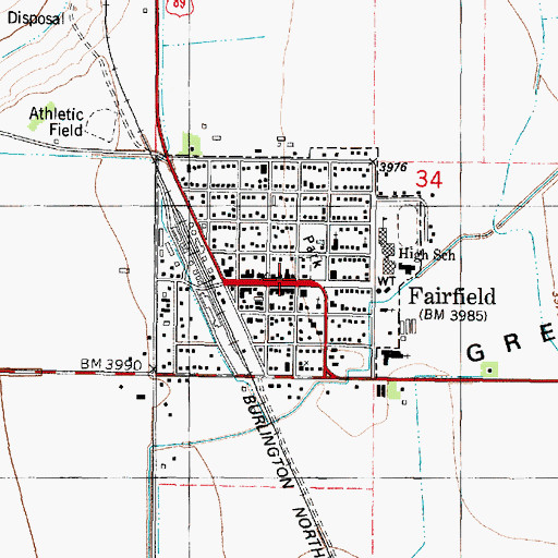 Topographic Map of Fairfield Medical Office, MT