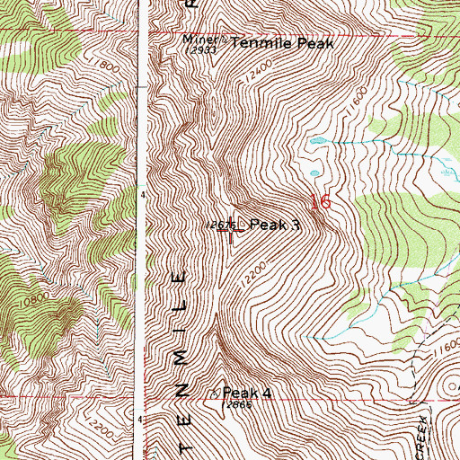 Topographic Map of Peak Three, CO