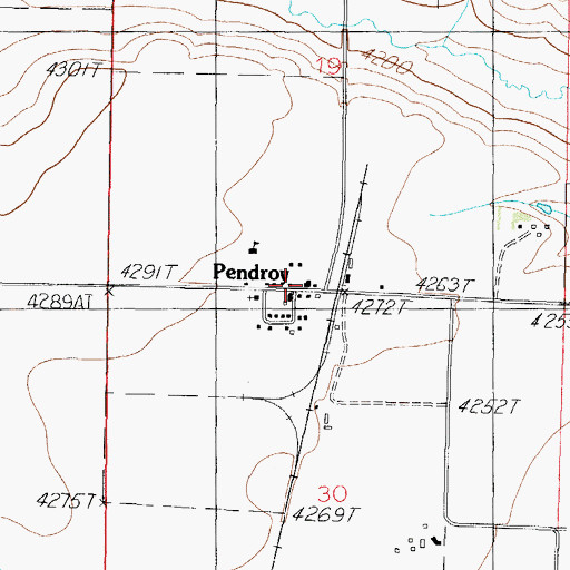 Topographic Map of Pendroy Volunteer Fire and Rescue, MT