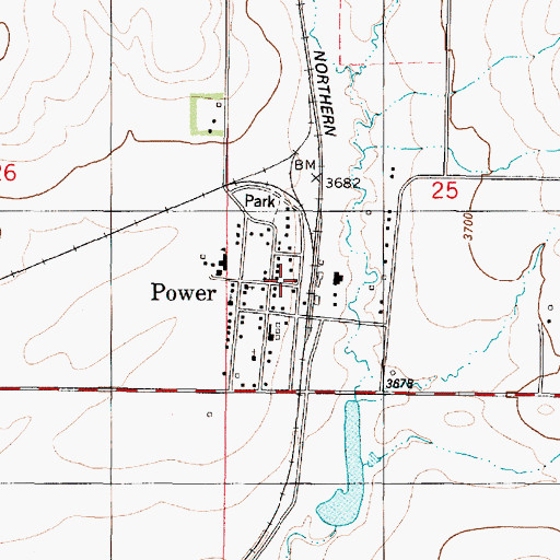 Topographic Map of Power Post Office, MT