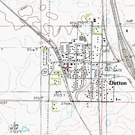 Topographic Map of Dutton Post Office, MT
