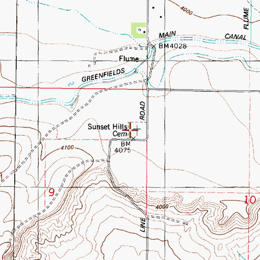 Topographic Map of Sunset Hills Cemetery, MT