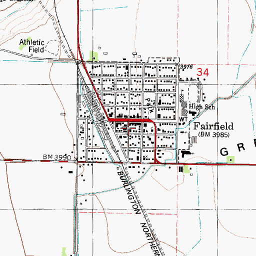 Topographic Map of Fairfield Volunteer Fire Department, MT
