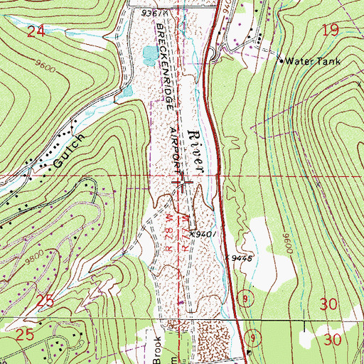 Topographic Map of Breckenridge Airport (historical), CO