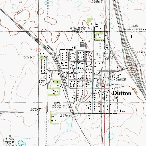 Topographic Map of Dutton, MT