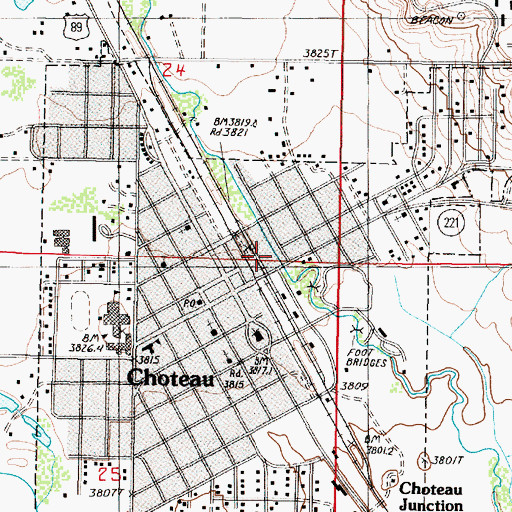 Topographic Map of Choteau, MT