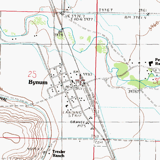 Topographic Map of Bynum, MT