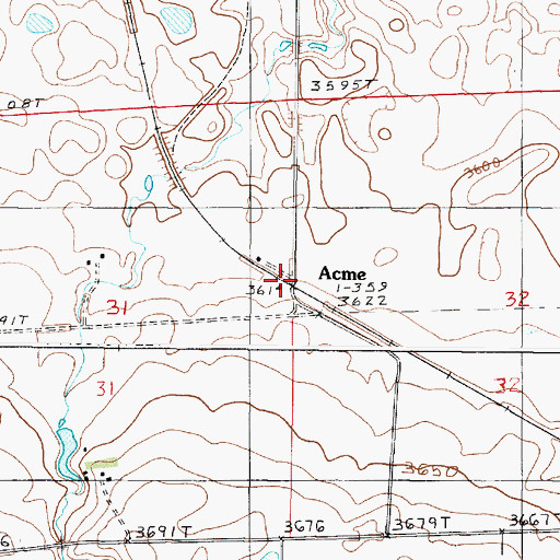 Topographic Map of Acme, MT