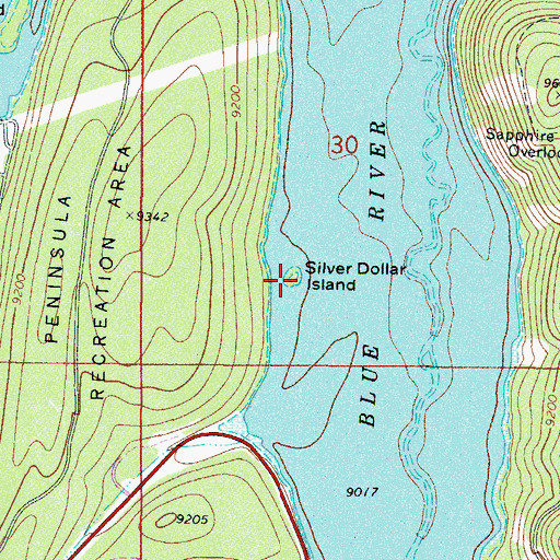 Topographic Map of Silver Dollar Island, CO