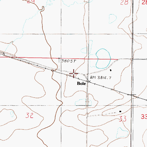 Topographic Map of Bole Post Office (historical), MT