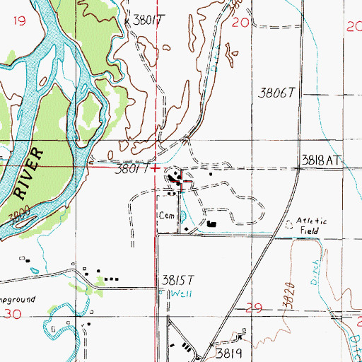 Topographic Map of Centreville Post Office (historical), MT