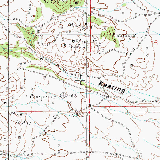 Topographic Map of Keatingville Post Office (historical), MT