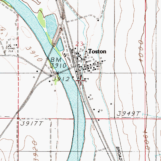 Topographic Map of Toston School (historical), MT