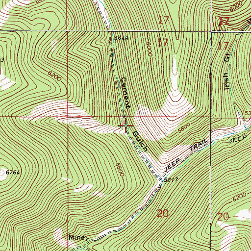 Topographic Map of Cement Gulch City (historical), MT