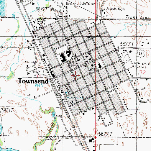 Topographic Map of Townsend Fire Department, MT