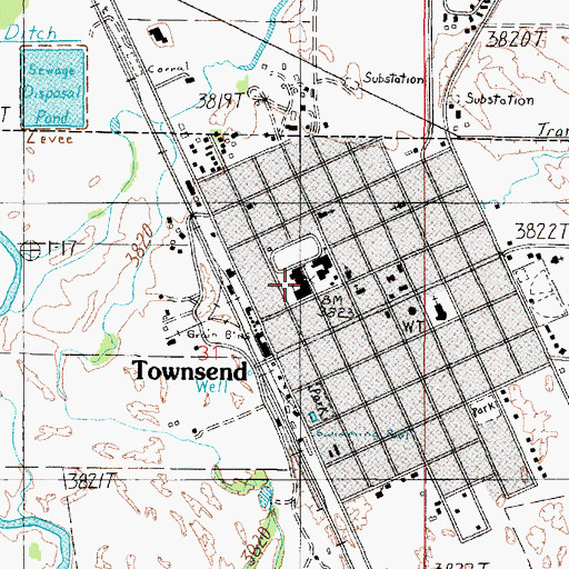 Topographic Map of Townsend Elementary School, MT