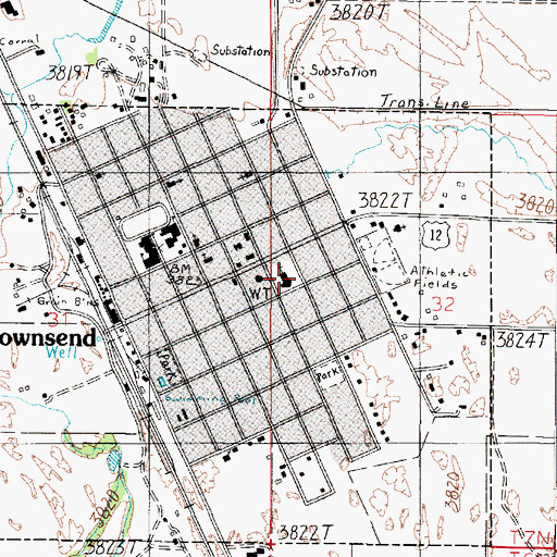 Topographic Map of Holy Cross Catholic Church, MT