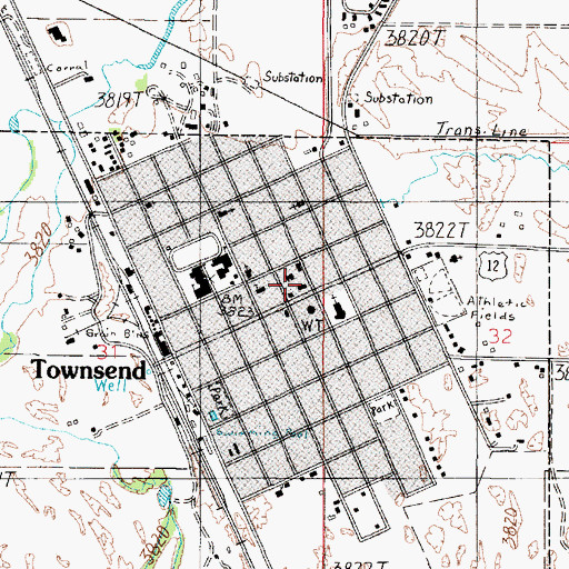 Topographic Map of Broadwater County Library, MT