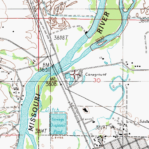Topographic Map of Indian Road Campground, MT
