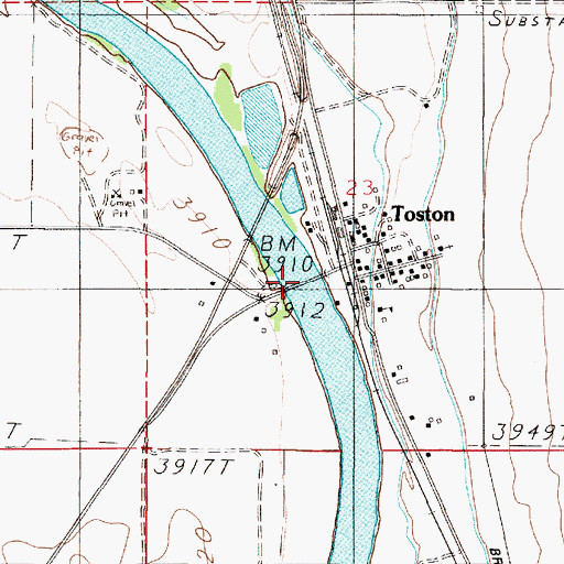 Topographic Map of Missouri River Bridge, MT