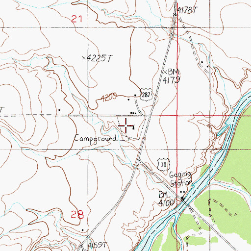 Topographic Map of Three Forks KOA Kampground, MT