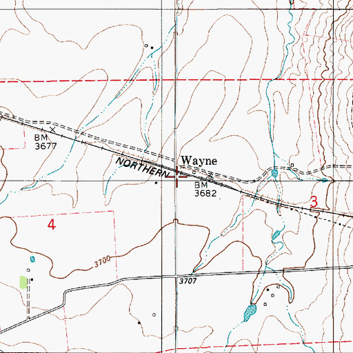 Topographic Map of Beulah (historical), MT