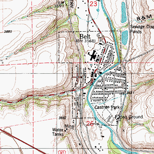 Topographic Map of Belt, MT