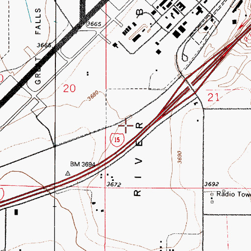 Topographic Map of Cascade County Sheriff's Office, MT