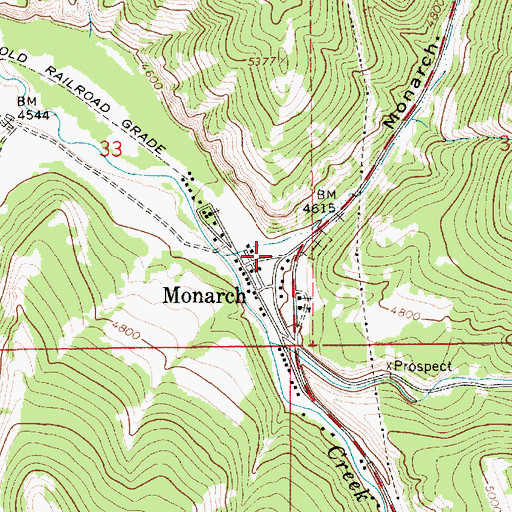 Topographic Map of Monarch Volunteer Fire Department, MT