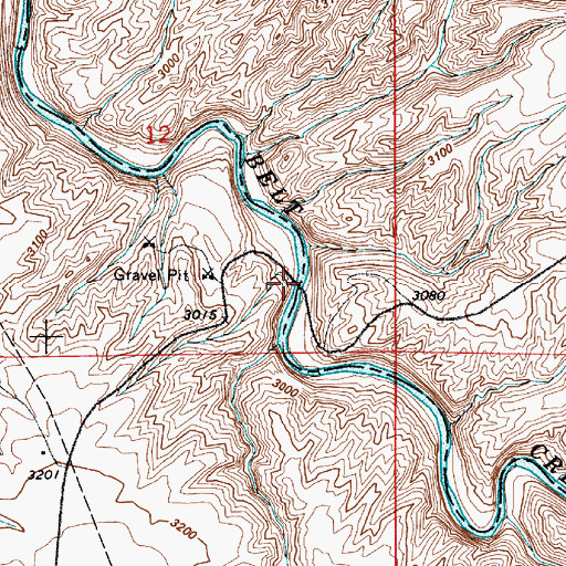 Topographic Map of Salem Road Bridge, MT