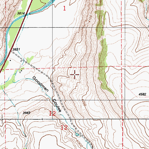 Topographic Map of Goodman Cemetery, MT